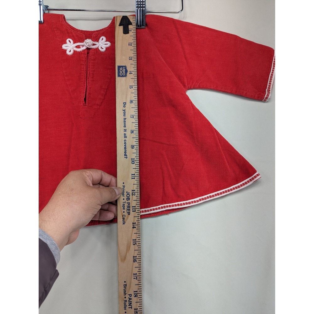 Vintage Red Corduroy Tunic and Pants Set 12 Months Holiday Retro Classic - Picture 3 of 9